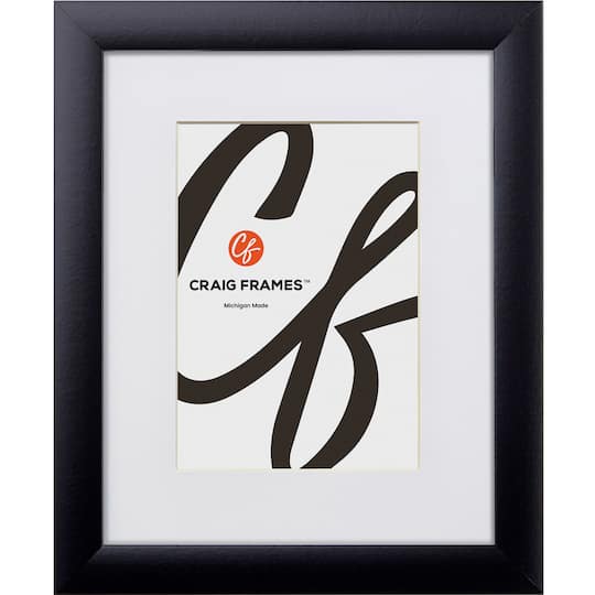 Craig Frames Contemporary Gallery Black Picture Frame with Mat